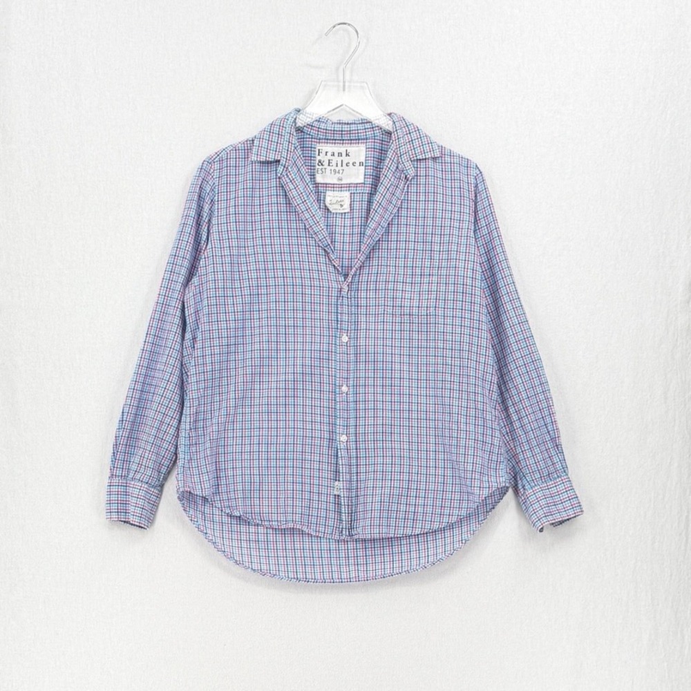 Frank & Eileen Eileen Women Extra Small Blue Plaid Button Up Shirt Long Sleeve